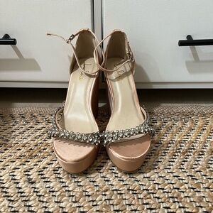 Lulu's Rose Gold Heels with Rhinestone Accents